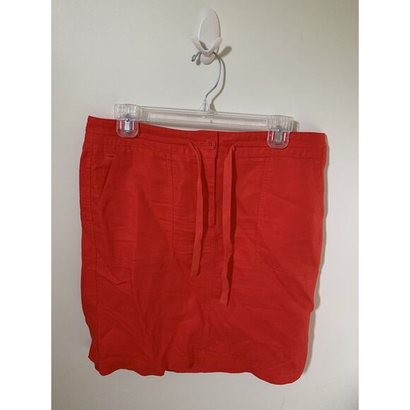 Talbots Skirt Womens 6 Red Knee Length Linen Blend Pockets Drawstring Casual - Picture 1 of 7